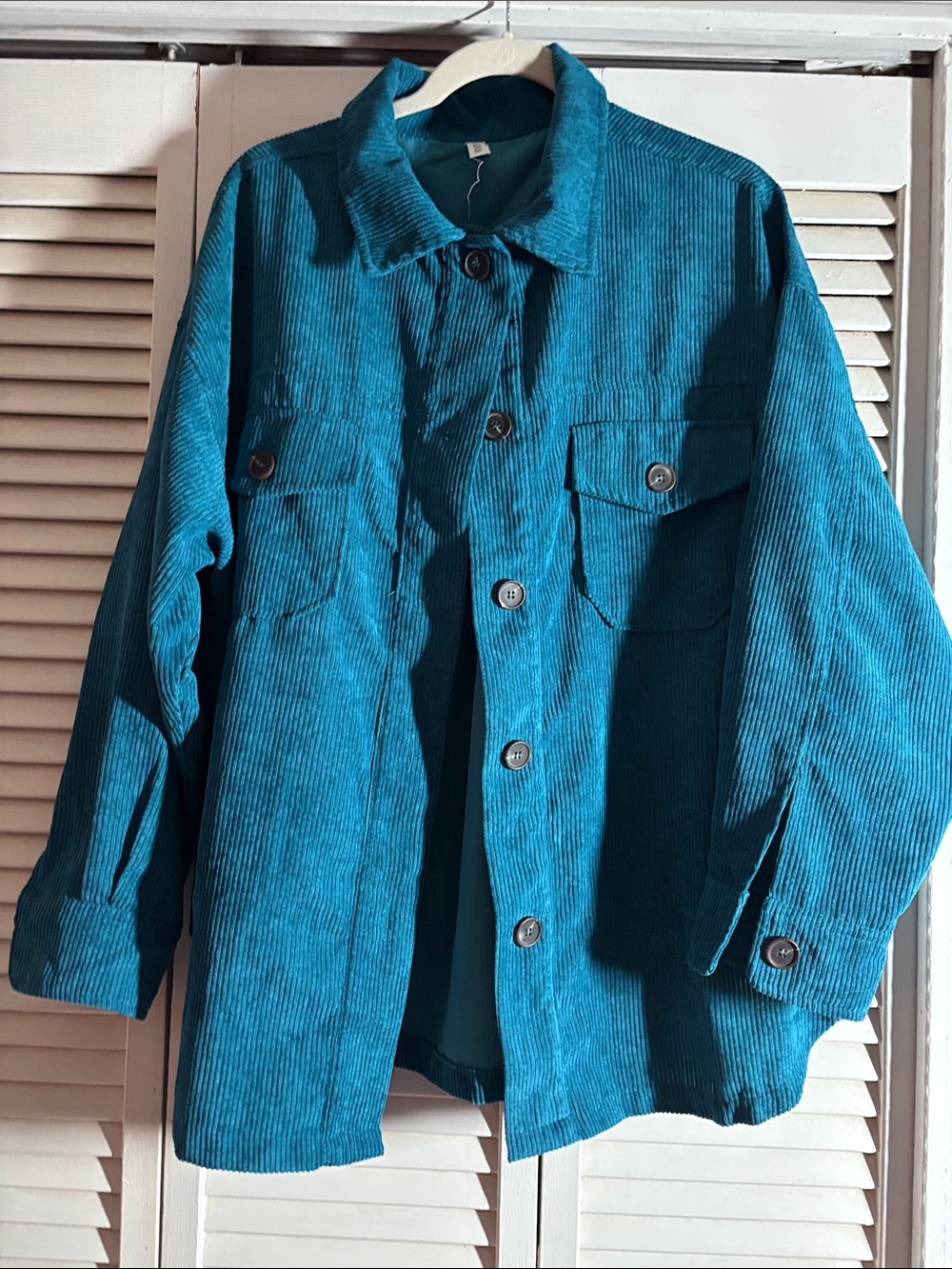 Teal Corduroy Button-Up Jacket/Shirt